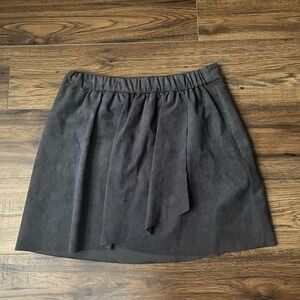 Wilfred Free Aritzia Nescher Grey Faux Suede‎ Mini Wrap Skirt Small Vegan Aline